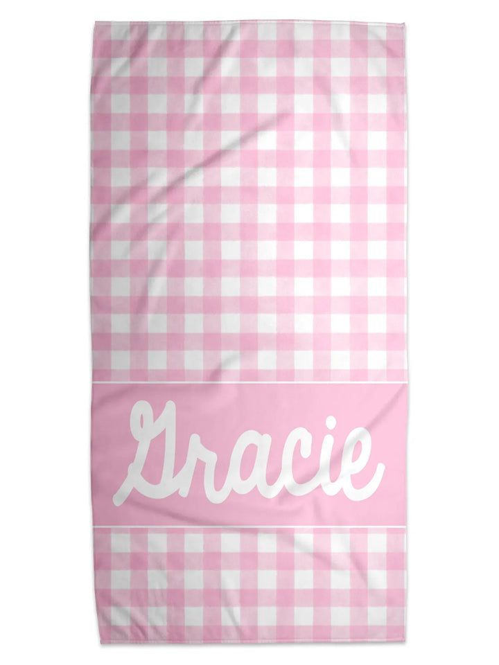 Personalized Gingham Beach Towel for Kids