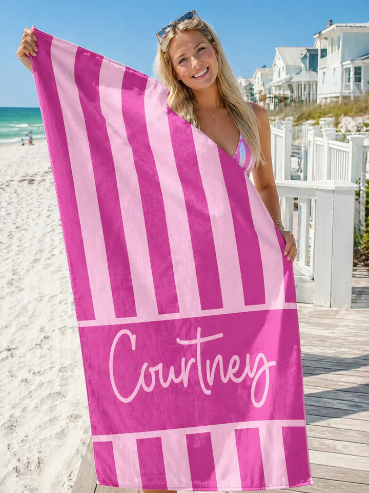 Cabana Stripe Personalized Beach Towel