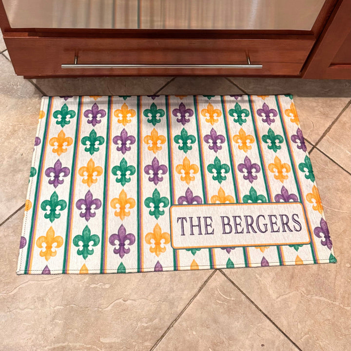 Personalized Mardi Gras Fleur De Lis Welcome Mat