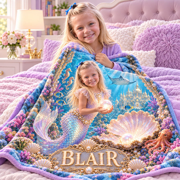 Personalized Mermaid Adventure Blanket | Her Photo, Her Adventure