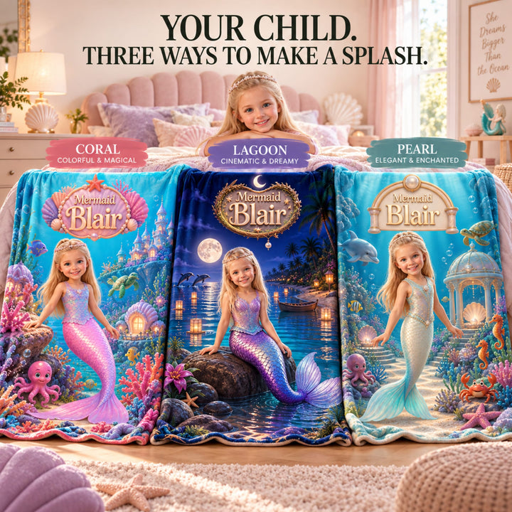 Personalized Mermaid Blanket | Her Photo, Her Kingdom
