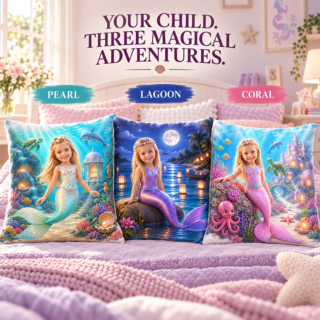 Personalized Mermaid Pillow | Her Photo, Her Kingdom