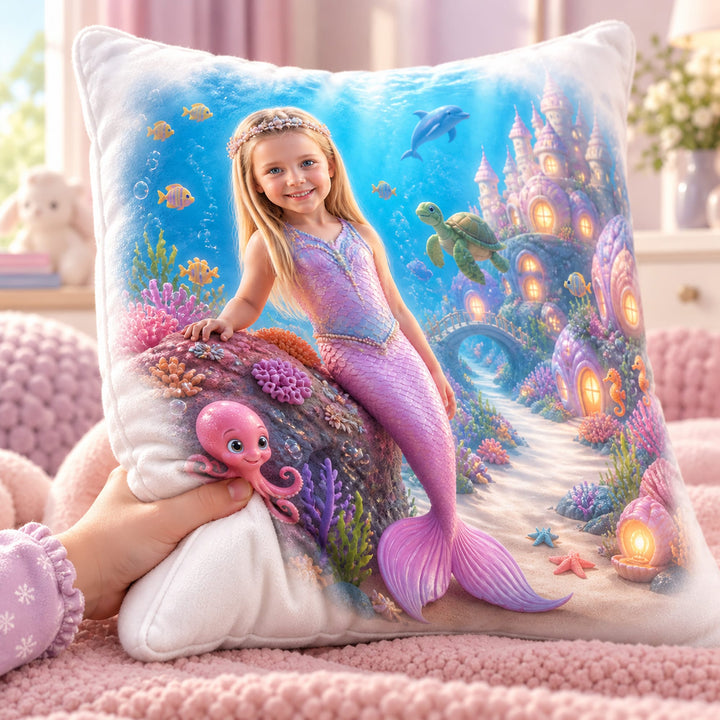 Personalized Mermaid Pillow | Her Photo, Her Kingdom