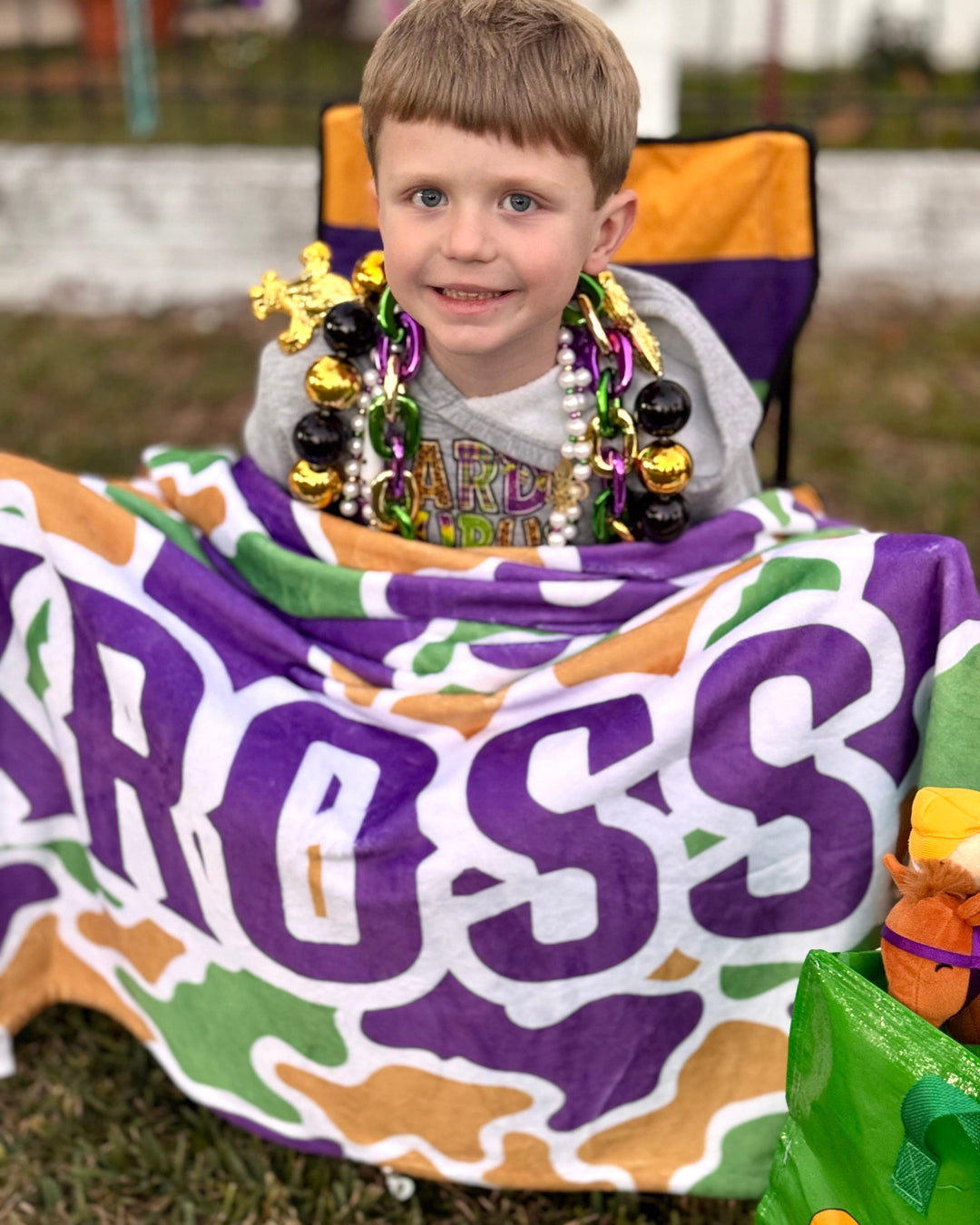 Personalized Mardi Gras Blanket | The Camo Print | Custom Name Fleece