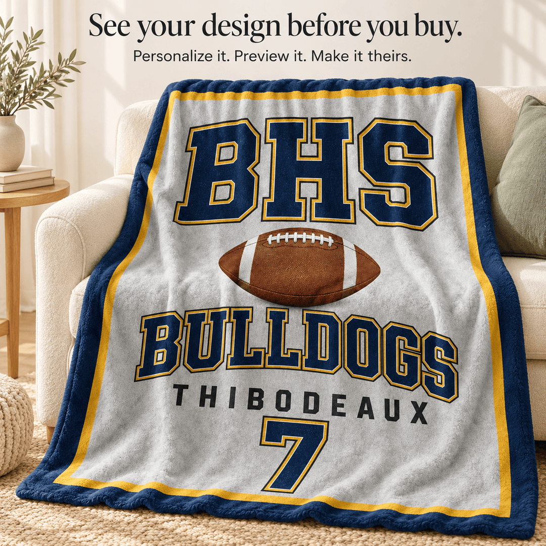 Personalized Football Blanket | Their Team, Their Name, Their Number