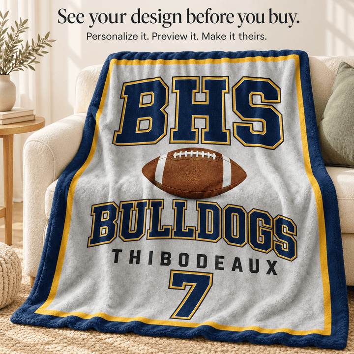 Personalized Football Blanket | Their Team, Their Name, Their Number