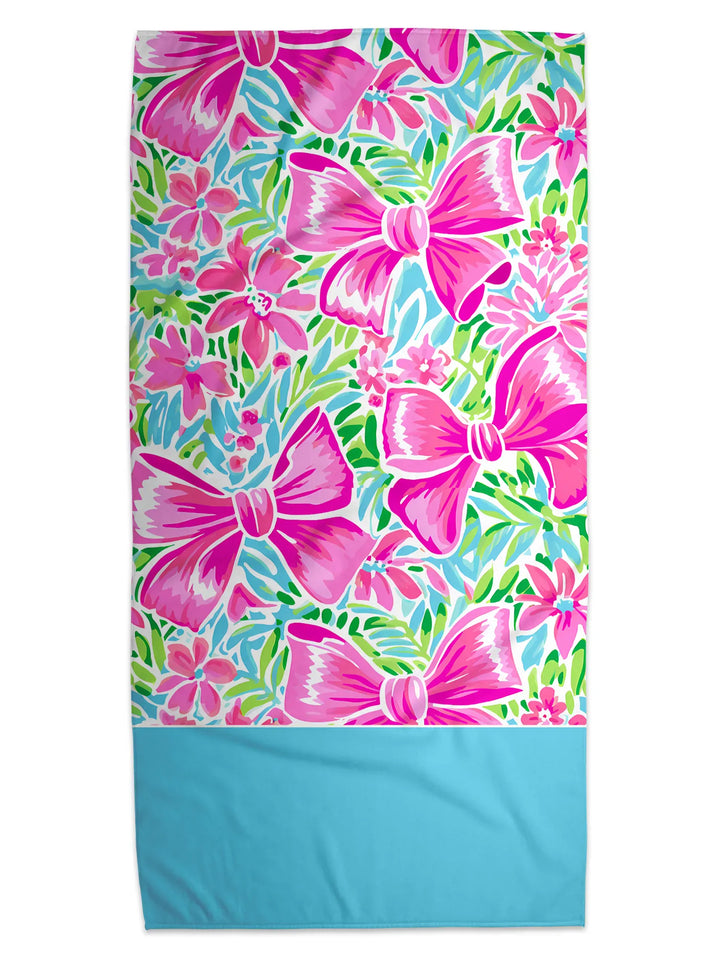 Personalized Preppy Bow Personalized  Beach Towel