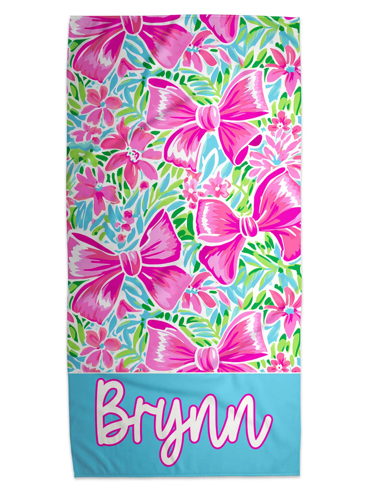 Personalized Preppy Bow Personalized  Beach Towel