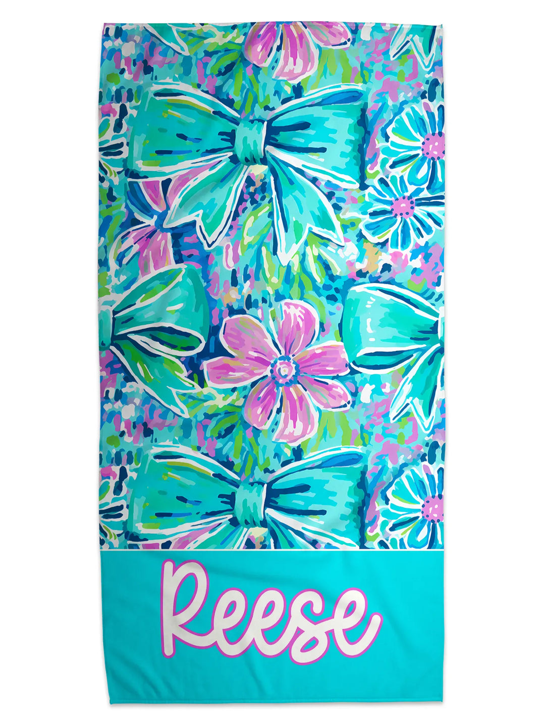 Personalized Preppy Bow Personalized  Beach Towel