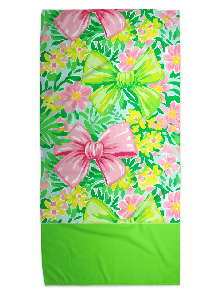 Personalized Preppy Bow Personalized  Beach Towel