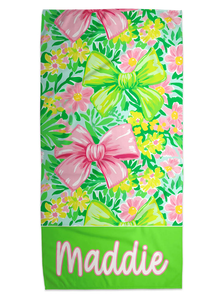 Personalized Preppy Bow Personalized  Beach Towel