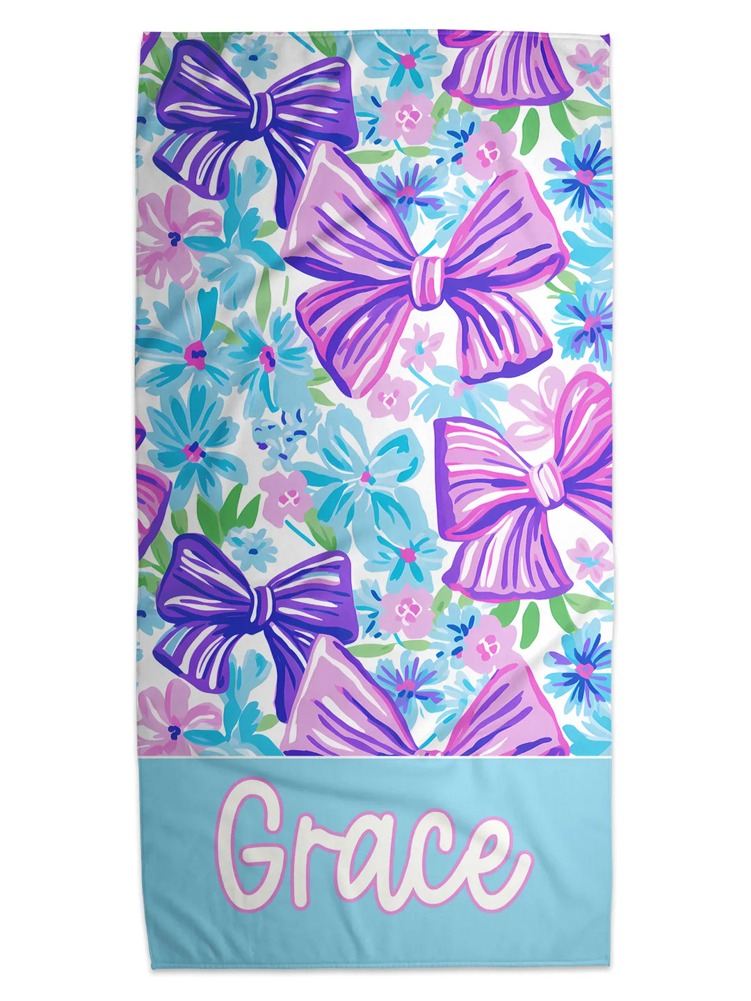 Personalized Preppy Bow Personalized  Beach Towel