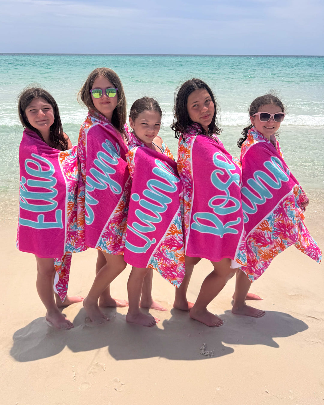 Preppy Coral Reef Personalized Beach Towel