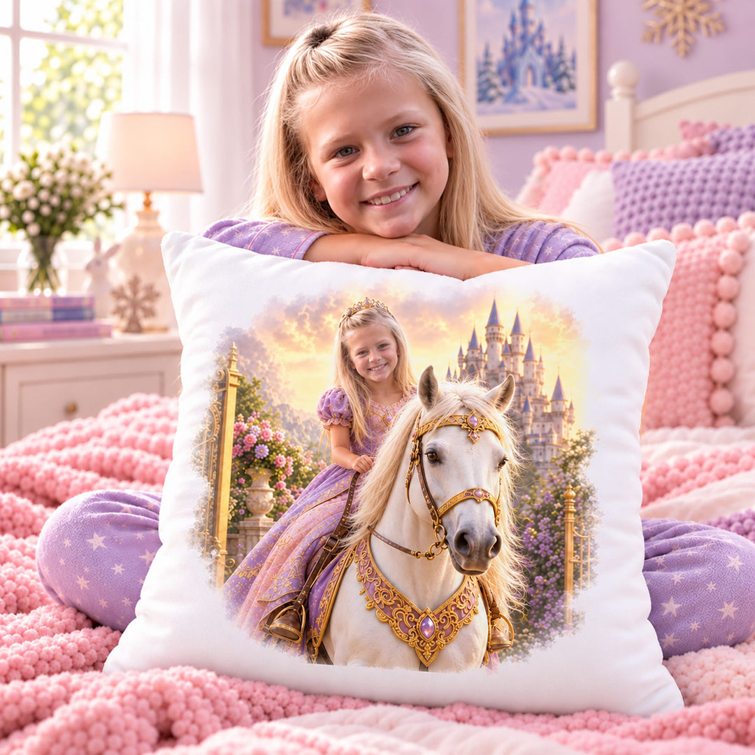 Personalized Princess Adventure Pillow | Her Photo, Her Adventure