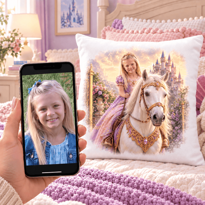 Personalized Princess Adventure Pillow | Her Photo, Her Adventure