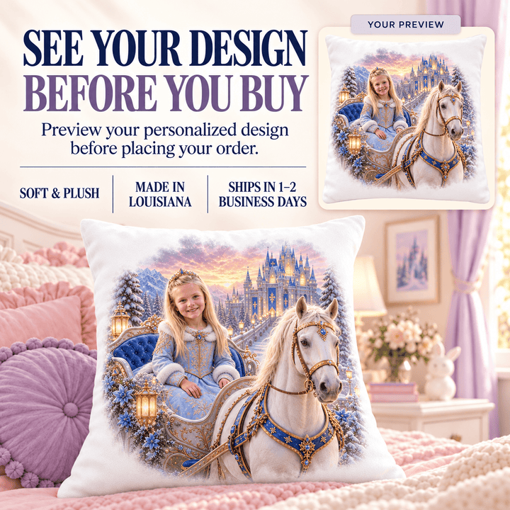Personalized Princess Adventure Pillow | Her Photo, Her Adventure
