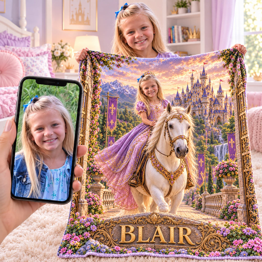 Personalized Princess Adventure Blanket | Her Photo, Her Adventure