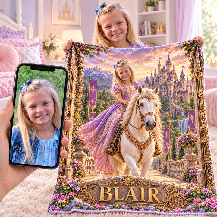 Personalized Princess Adventure Blanket | Her Photo, Her Adventure