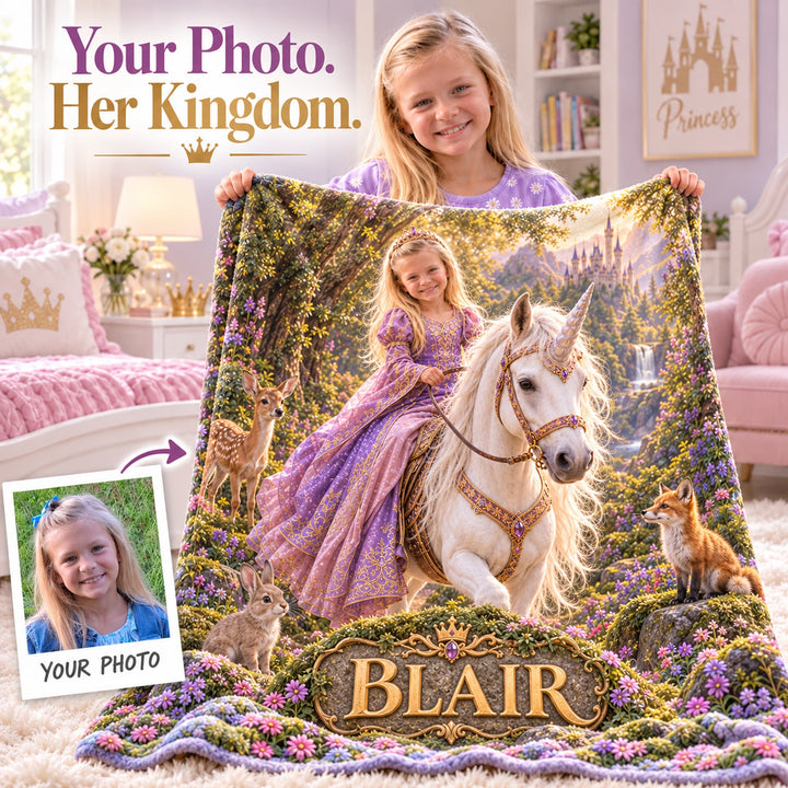 Personalized Princess Adventure Blanket | Her Photo, Her Adventure