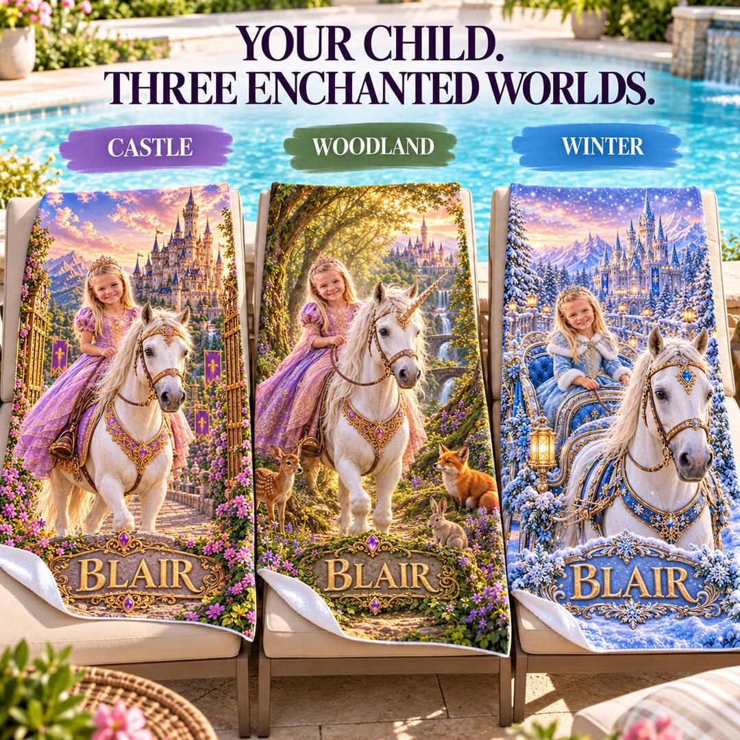 Personalized Princess Adventure Beach Towel | Her Photo, Her Adventure