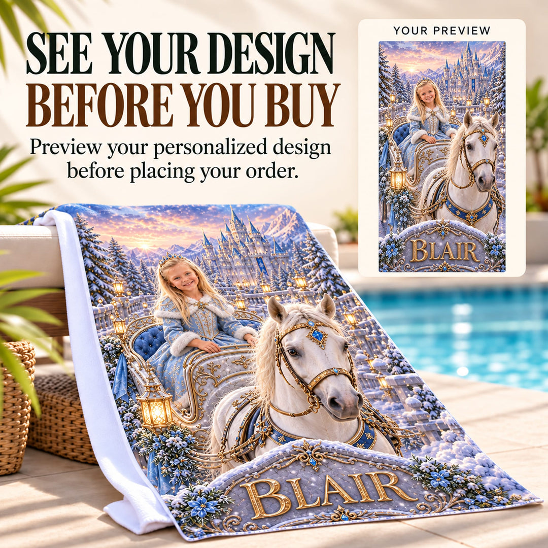 Personalized Princess Adventure Beach Towel | Her Photo, Her Adventure