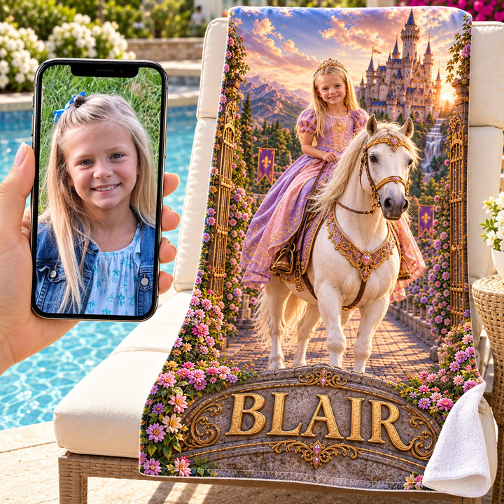 Personalized Princess Adventure Beach Towel | Her Photo, Her Adventure