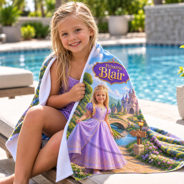 Personalized Princess Beach Towel | Her Photo, Her Fairytale