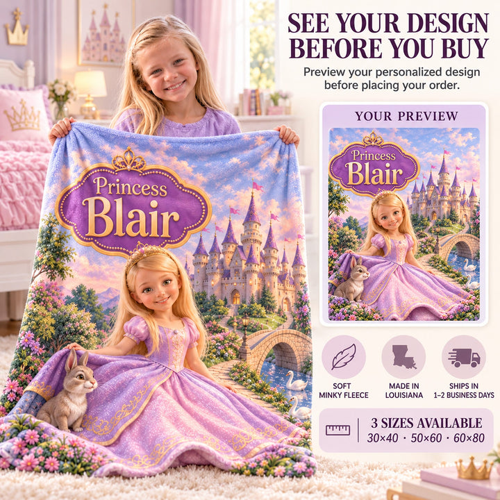 Personalized Princess Blanket | Her Photo, Her Fairytale