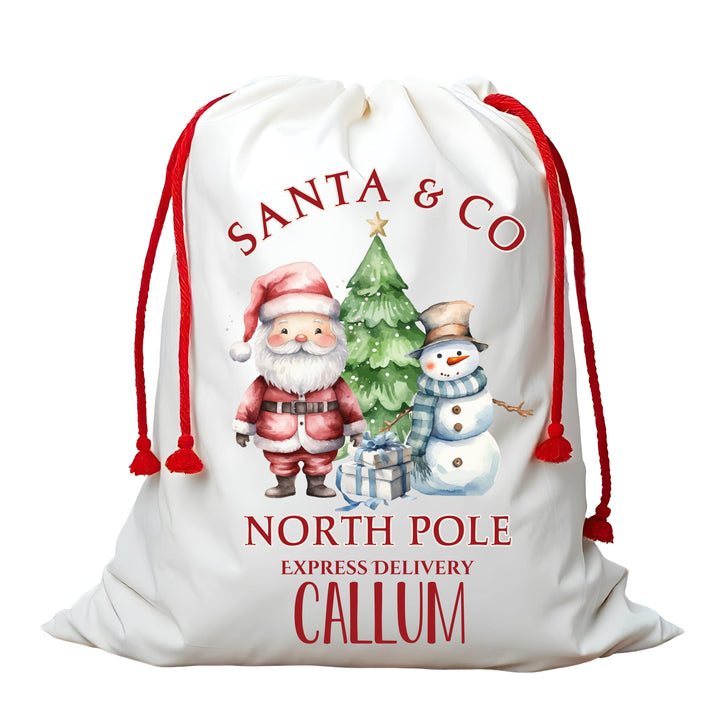 Santa & Snowman Friends Personalized Santa Sack