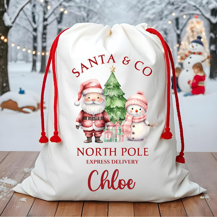 Santa & Snowman Friends Personalized Santa Sack