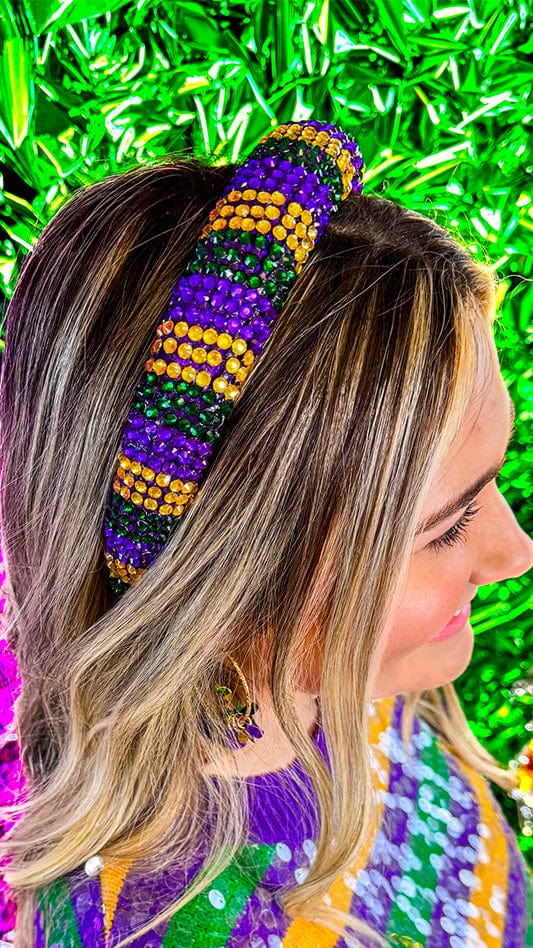 Mardi Gras Striped Stone Headband