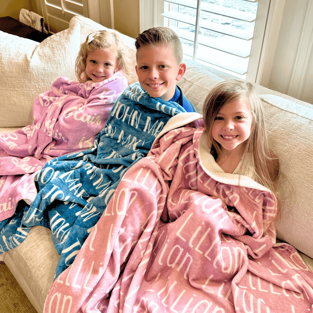 Kids Personalized Name Blanket GLAM Girls Love A Monogram