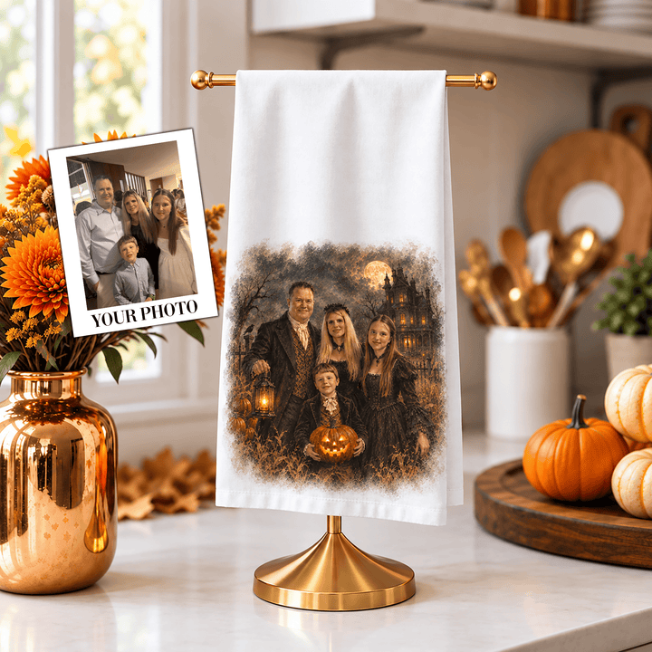 Personalized Victorian Halloween Portrait Linen Pillow