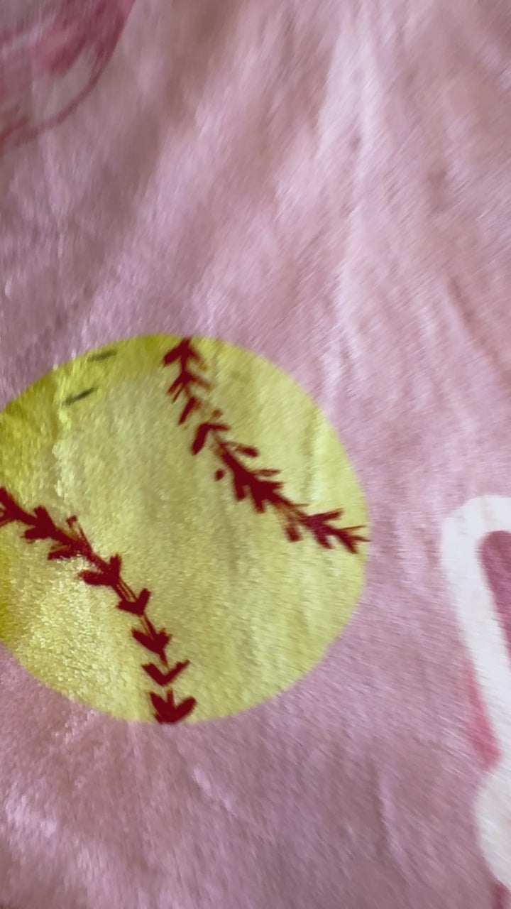 Softball Coquette Bow Personalized Blanket