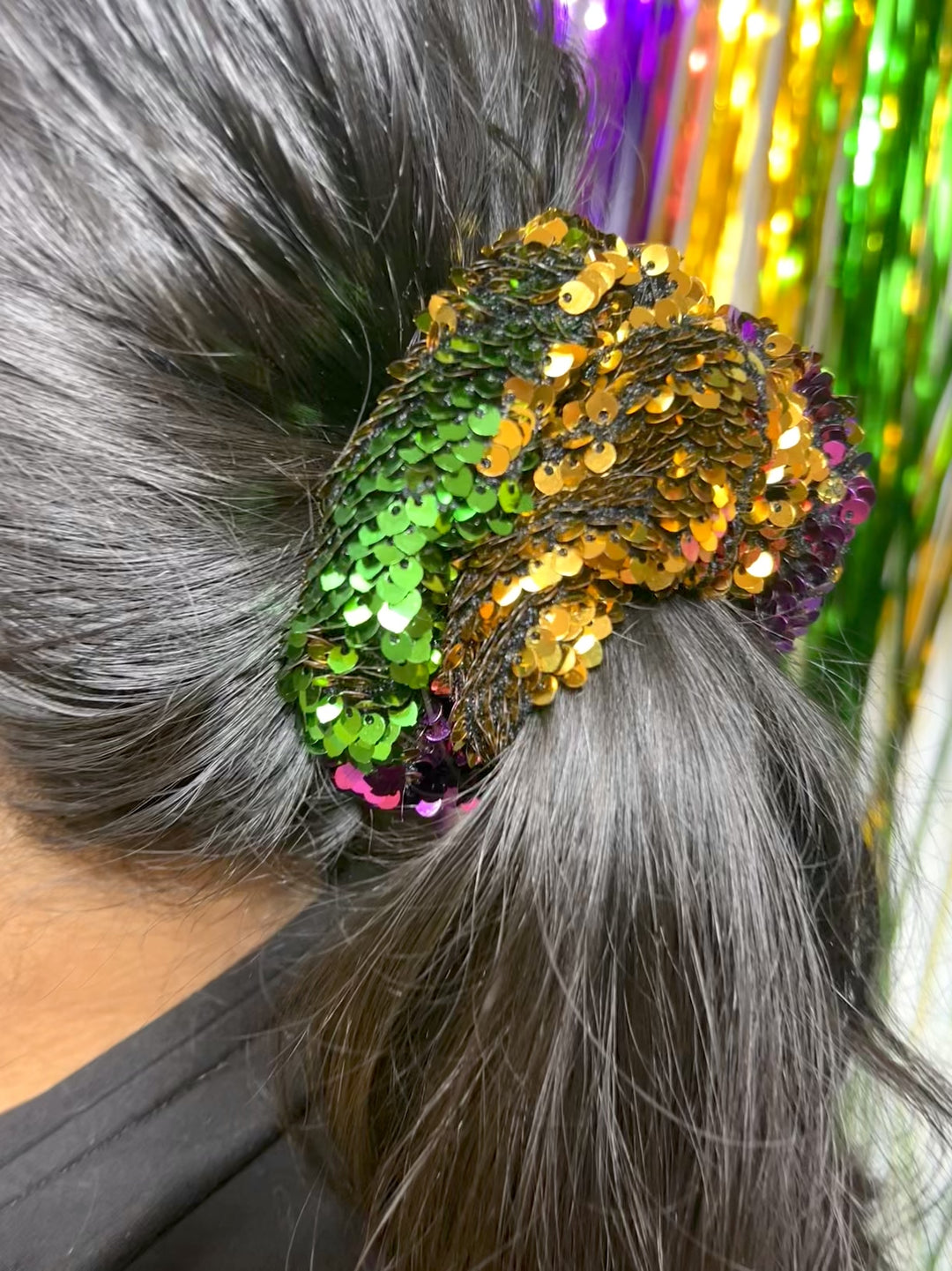 Mardi Gras Sequin Scrunchie