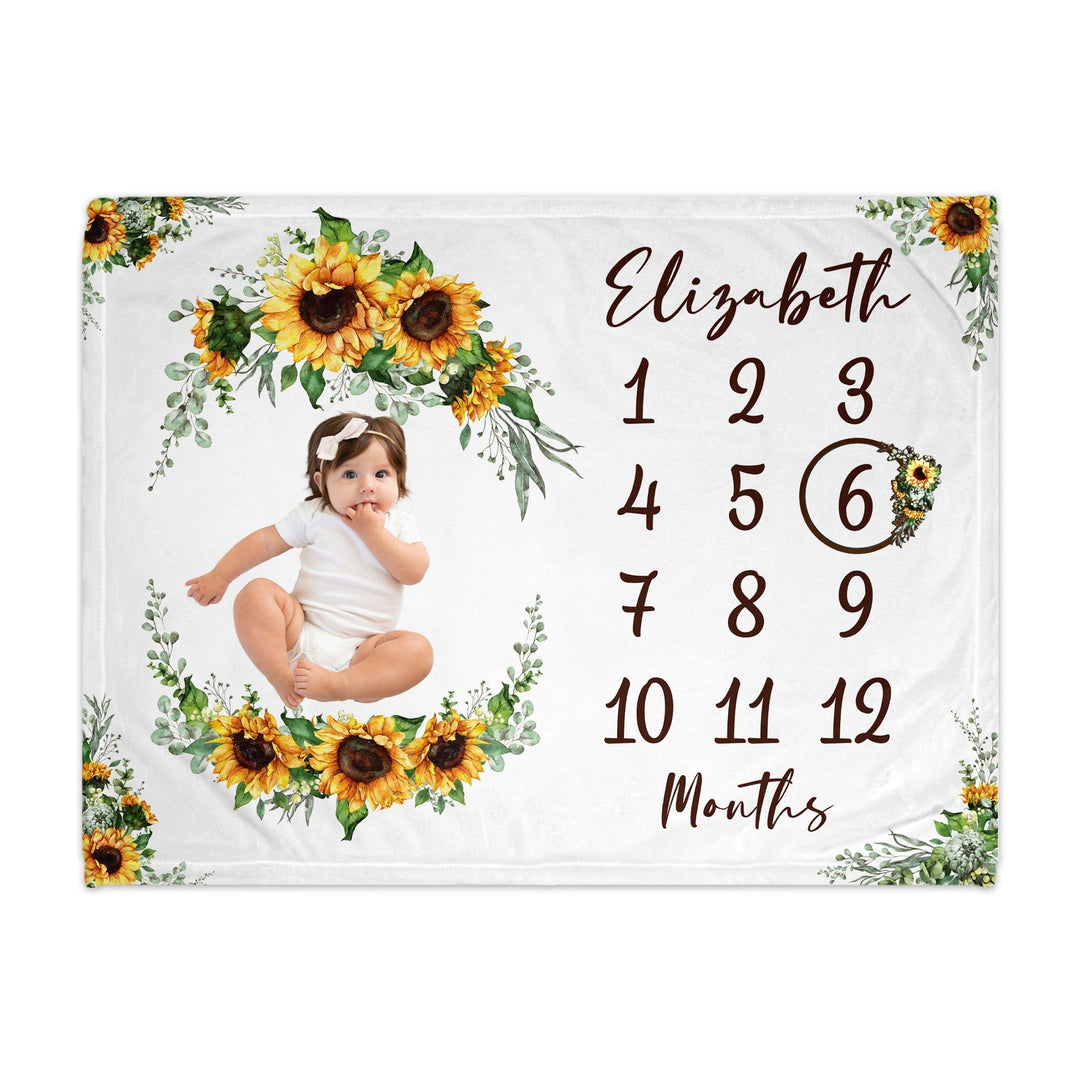 Sunflower Personalized Milestone Baby Blanket | F2