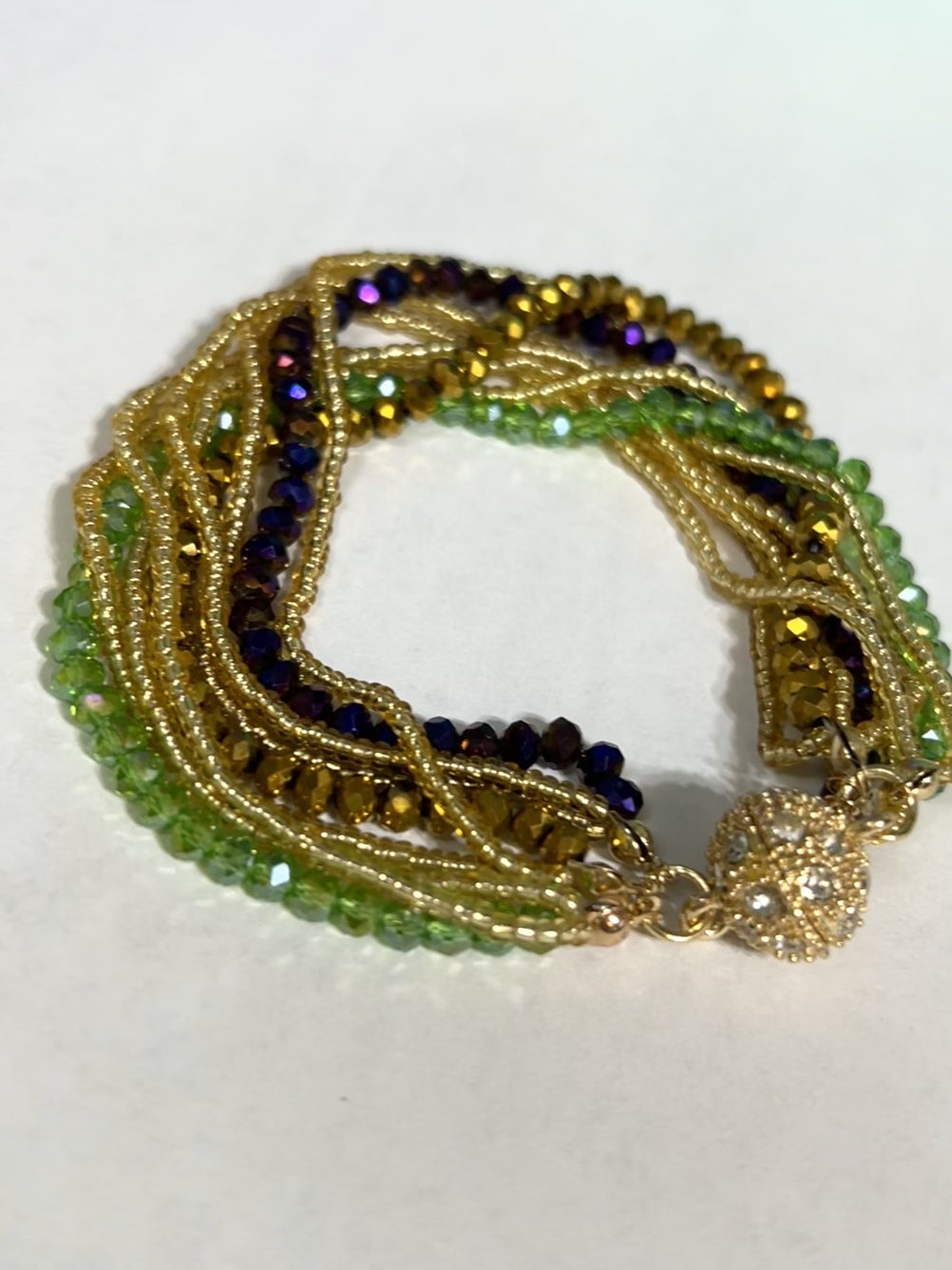 Magnetic Beaded Mardi Gras Bracelet