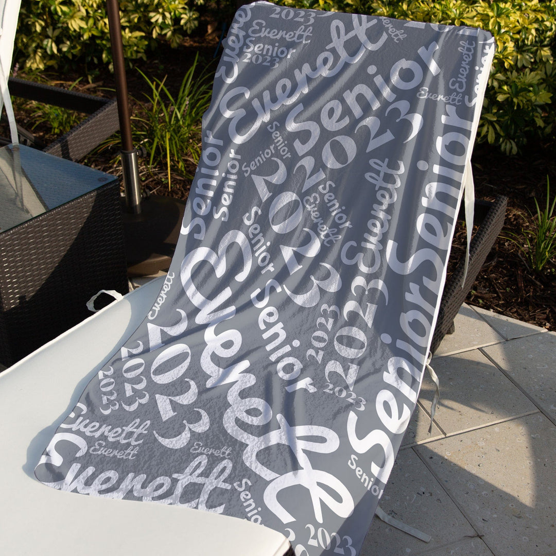 Senior 2023 Personalized Beach Towel  | 51 Colors To Choose From