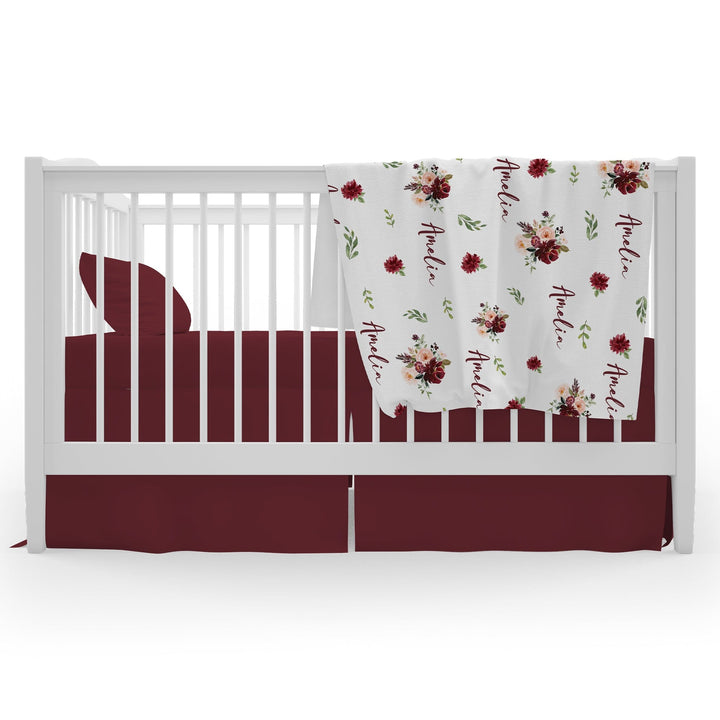Maroon and Navy Pattern Personalized Baby Blanket | F3