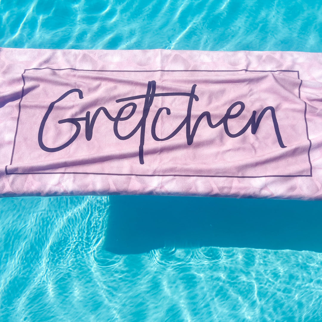 Pink Monochrome Personalized Beach Towel