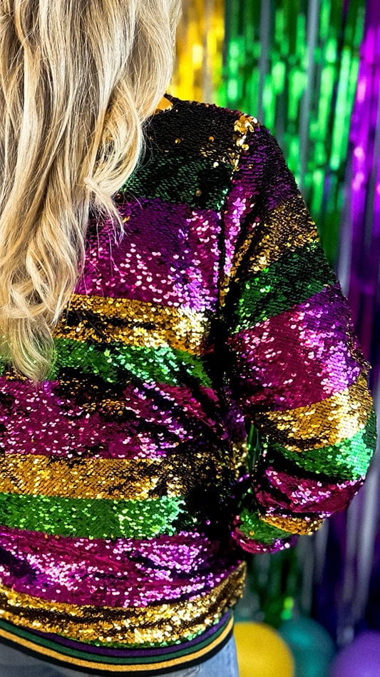 The Cleo Sequin Stripe Mardi Gras Jacket