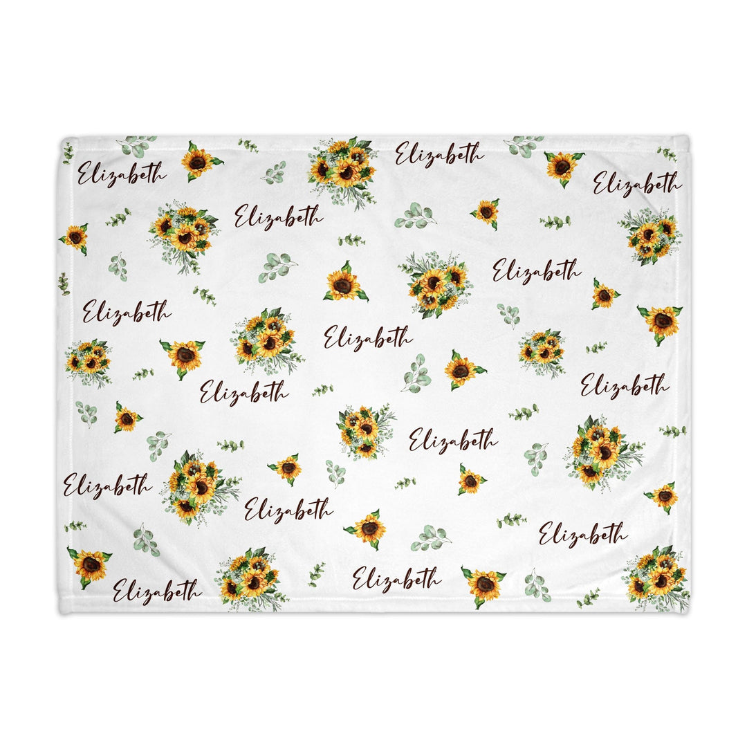 Sunflower Pattern Personalized Baby Blanket | F2