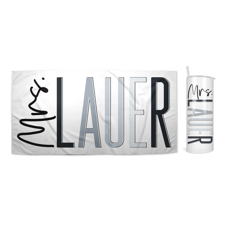 Personalized MRS. Towel and Cup Bundle | 10 Styles To Choose From