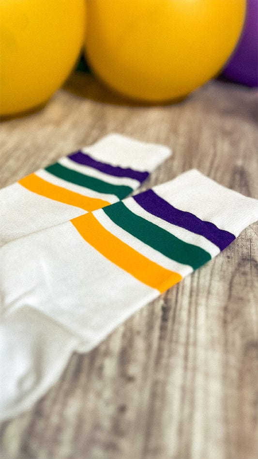 Adult White Mardi Gras Stripe Socks