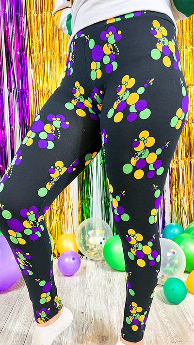 New Orleans Mardi Gras Bead Dog Leggings (Regular, Curvy and Youth