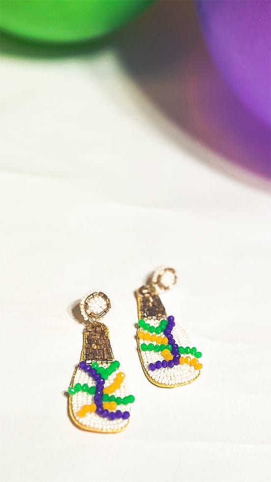 Mardi Gras Champagne Bottle Earrings