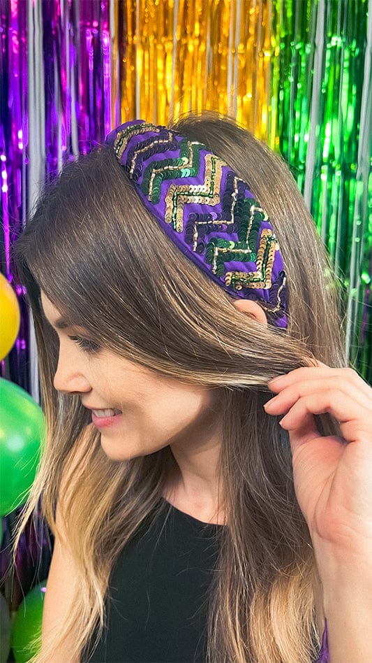 Chevron Sequin Mardi Gras Headband