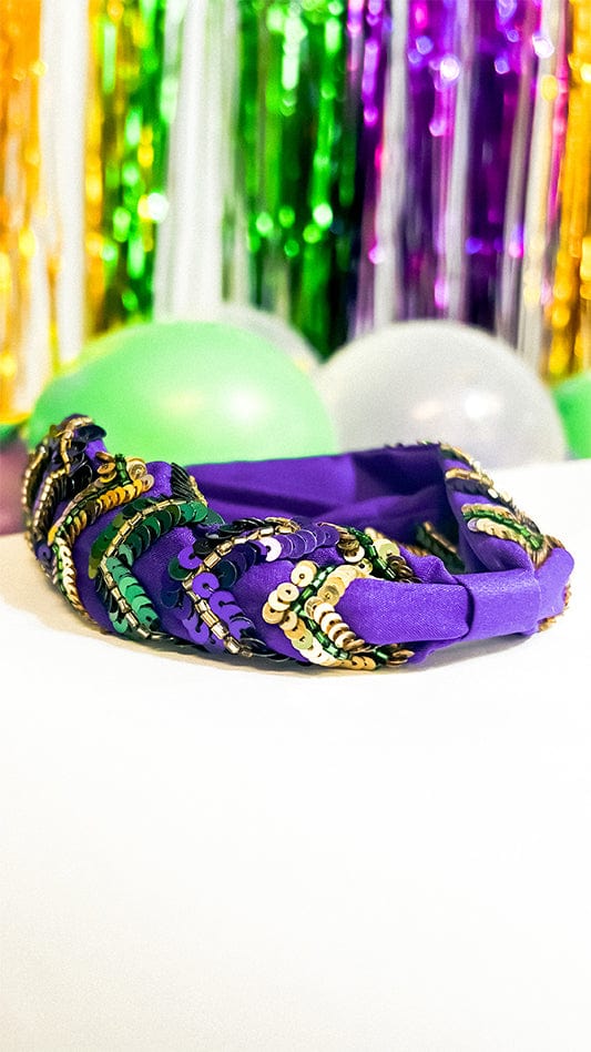 Chevron Sequin Mardi Gras Headband