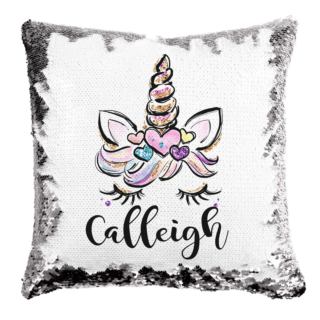 Personalized Glitzy Unicorn Mermaid Pillow