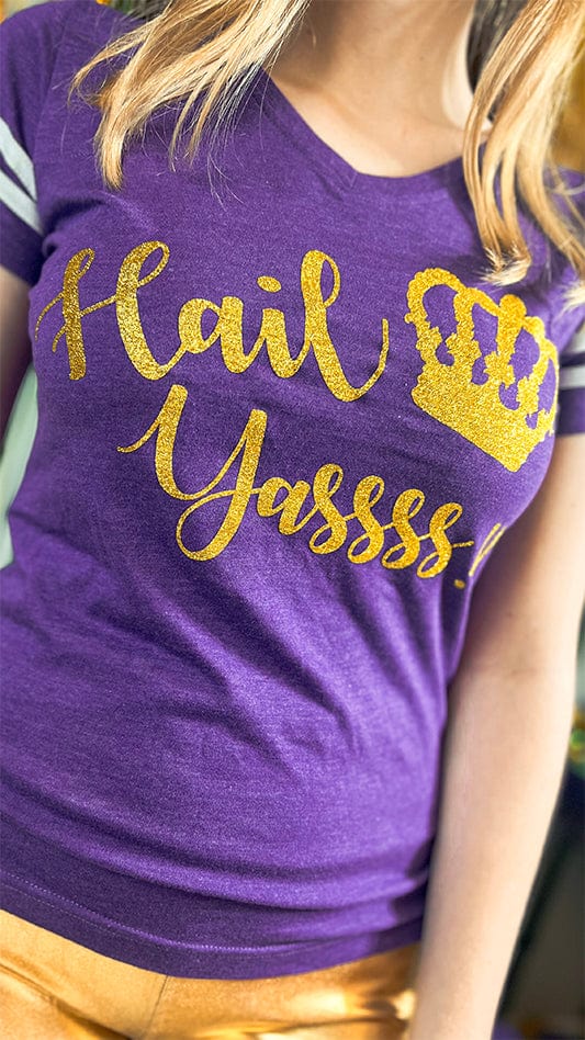 Purple and Gold Glitter Hail Yass T-Shirt